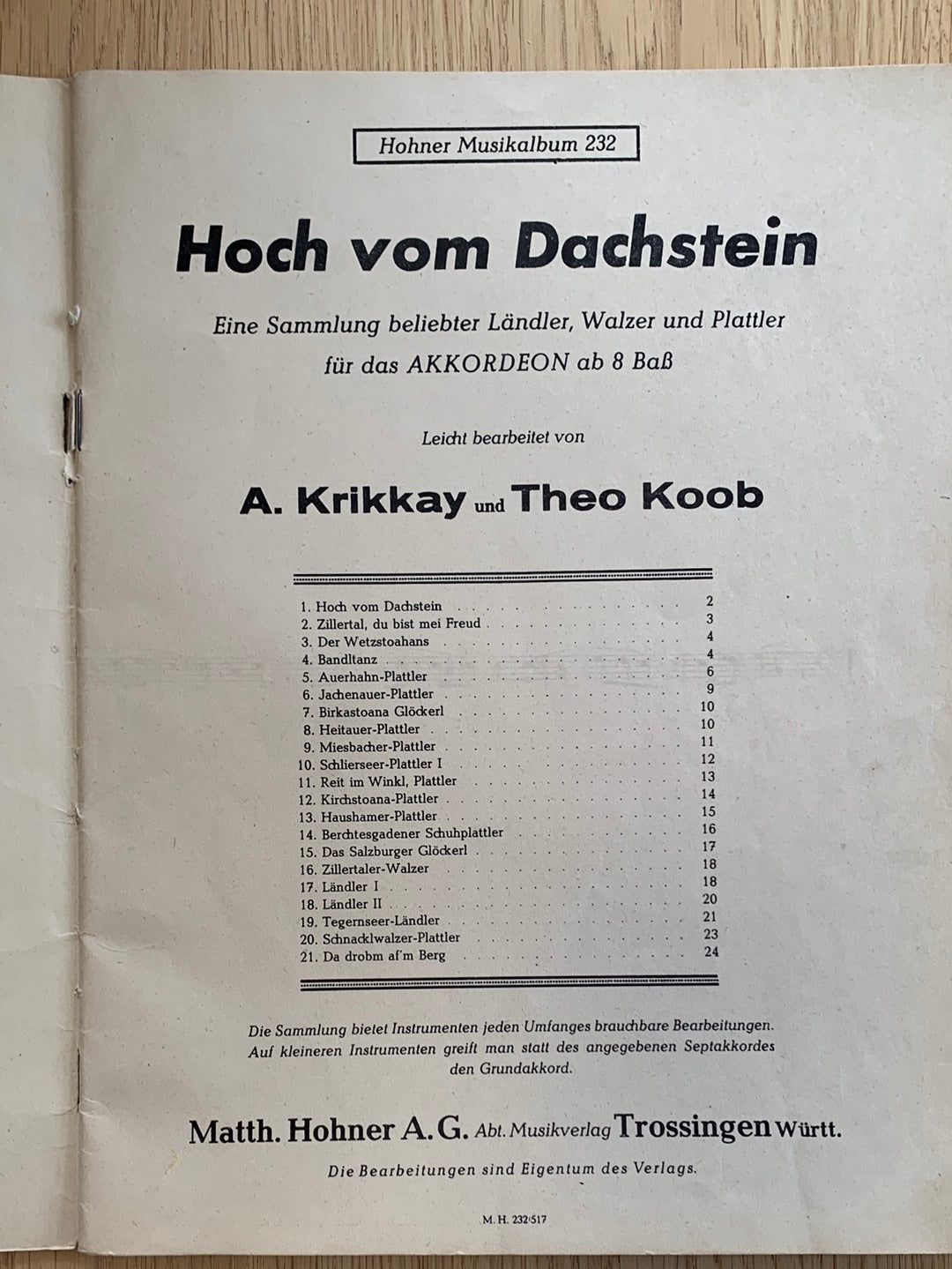 Hoch vom Dachstein (Akkordeon)